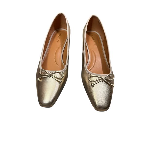 Talbots Womens Vanessa Metallic Gold Leather Block Heel Pumps Size 10.5 - Picture 2 of 7